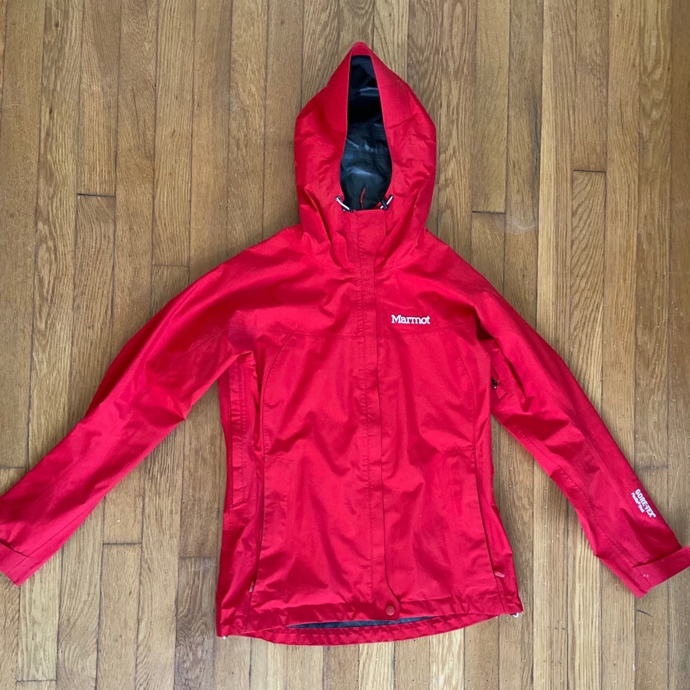 Marmot red rain jacket